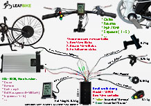 700c 60V 2000W rear hub motor kit wire diagram
