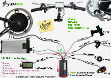 16 inch 48V 1000W electric hub motor kit rear wheel wire diagram