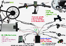 BMX 20 inch 48V 52V 500W 750W 1000W rear hub motor electric bike conversion kit wire diagram