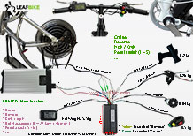14 inch 48V 52V 1000W rear hub motor electric bike conversion kit wire diagram