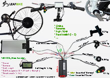 27 inch 48V 1500W rear hub motor electric bike conversion kit wire diagram