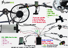 29 inch 48V 52V 1000W rear hub motor electric bike conversion kit wire diagram